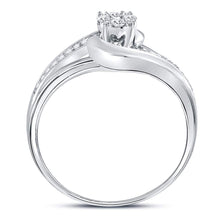 Load image into Gallery viewer, Dazzling Love Affair | 10kt White Gold Round Diamond Cluster Bridal Wedding Engagement Ring 1/4 Cttw - Splendid Jewellery