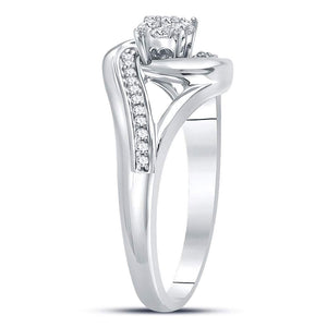 Dazzling Love Affair | 10kt White Gold Round Diamond Cluster Bridal Wedding Engagement Ring 1/4 Cttw - Splendid Jewellery