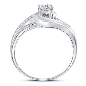 Dazzling Love Affair | 10kt White Gold Round Diamond Cluster Bridal Wedding Engagement Ring 1/4 Cttw - Splendid Jewellery