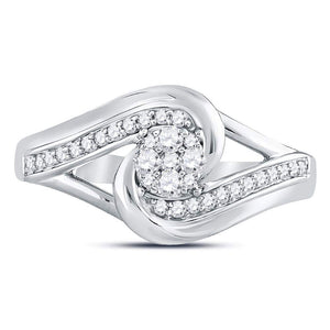 Dazzling Love Affair | 10kt White Gold Round Diamond Cluster Bridal Wedding Engagement Ring 1/4 Cttw - Splendid Jewellery