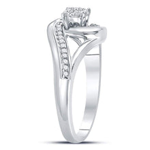 Load image into Gallery viewer, Dazzling Love Affair | 10kt White Gold Round Diamond Cluster Bridal Wedding Engagement Ring 1/4 Cttw - Splendid Jewellery