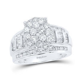 Dazzling Love Affair | 10kt White Gold Round Diamond Oval Bridal Wedding Engagement Ring 2 Cttw | Splendid Jewellery - Splendid Jewellery