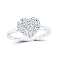 Load image into Gallery viewer, Dazzling Love Diamond Heart Ring | 10kt White Gold Womens Round Diamond Heart Ring 1/4 Cttw - Splendid Jewellery