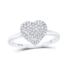 Dazzling Love Diamond Heart Ring | 10kt White Gold Womens Round Diamond Heart Ring 1/4 Cttw - Splendid Jewellery