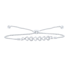 Dazzling Love: Sterling Silver Diamond Heart Bracelet  Top View from Splendid Jewellery