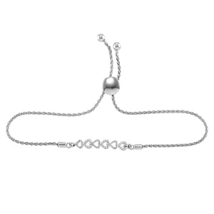 Dazzling Love: Sterling Silver Diamond Heart Bracelet - Splendid Jewellery