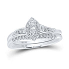 Dazzling Love Story | 10kt White Gold Marquise Diamond Bridal Wedding Ring Band Set 1/3 Cttw - Splendid Jewellery