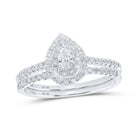 Dazzling Love Story | 10kt White Gold Pear Diamond Halo Bridal Wedding Ring Band Set 3/8 Cttw | Splendid Jewellery - Splendid Jewellery