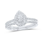 Dazzling Love Story | 10kt White Gold Pear Diamond Halo Bridal Wedding Ring Band Set 3/8 Cttw | Splendid Jewellery - Splendid Jewellery