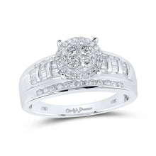 Load image into Gallery viewer, Dazzling Love Story | 10kt White Gold Round Diamond Cluster Bridal Wedding Engagement Ring 1/2 Cttw - Splendid Jewellery