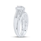 Dazzling Love Story | 10kt White Gold Round Diamond Cluster Bridal Wedding Ring Band Set 1/3 Cttw - Splendid Jewellery