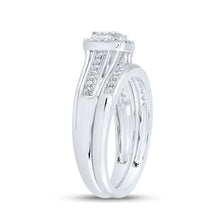 Load image into Gallery viewer, Dazzling Love Story | 10kt White Gold Round Diamond Cluster Bridal Wedding Ring Band Set 1/3 Cttw - Splendid Jewellery