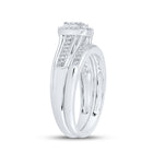 Dazzling Love Story | 10kt White Gold Round Diamond Cluster Bridal Wedding Ring Band Set 1/3 Cttw - Splendid Jewellery