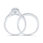Dazzling Love Story | 10kt White Gold Round Diamond Cluster Bridal Wedding Ring Band Set 1/3 Cttw - Splendid Jewellery