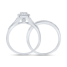 Load image into Gallery viewer, Dazzling Love Story | 10kt White Gold Round Diamond Cluster Bridal Wedding Ring Band Set 1/3 Cttw - Splendid Jewellery