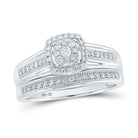 Dazzling Love Story | 10kt White Gold Round Diamond Cluster Bridal Wedding Ring Band Set 1/3 Cttw - Splendid Jewellery