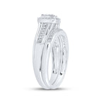 Dazzling Love Story | 10kt White Gold Round Diamond Cluster Bridal Wedding Ring Band Set 1/3 Cttw - Alternate view 3 from Splendid Jewellery