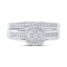 Load image into Gallery viewer, Dazzling Love Story | 10kt White Gold Round Diamond Cluster Bridal Wedding Ring Band Set 1/3 Cttw - Splendid Jewellery