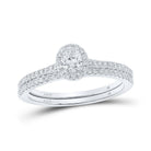Dazzling Love Story | 14kt White Gold Oval Diamond Halo Bridal Wedding Ring Band Set 5/8 Cttw | Splendid Jewellery - Splendid Jewellery