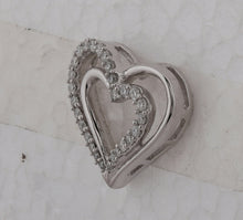 Load image into Gallery viewer, Dazzling Love Symphony Pendant | 10kt White Gold Womens Round Diamond Double Nested Heart Pendant 1/4 Cttw | Splendid Jewellery - Splendid Jewellery