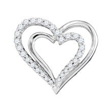 Load image into Gallery viewer, Dazzling Love Symphony Pendant | 10kt White Gold Womens Round Diamond Double Nested Heart Pendant 1/4 Cttw | Splendid Jewellery  Side View from Splendid Jewellery