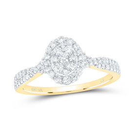 Dazzling Oval Diamond Cluster Ring in 10kt Yellow Gold product  Top View from Splendid Jewellery