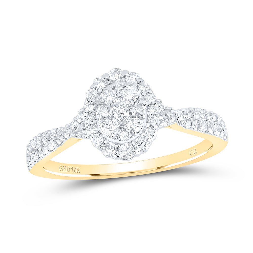 Dazzling Oval Diamond Cluster Ring in 10kt Yellow Gold - Splendid Jewellery