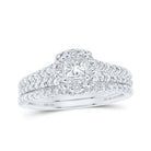 Dazzling Princess Diamond Halo Wedding Ring Band Set - Splendid Jewellery