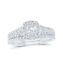 Load image into Gallery viewer, Dazzling Princess Diamond Halo Wedding Ring Band Set - Splendid Jewellery