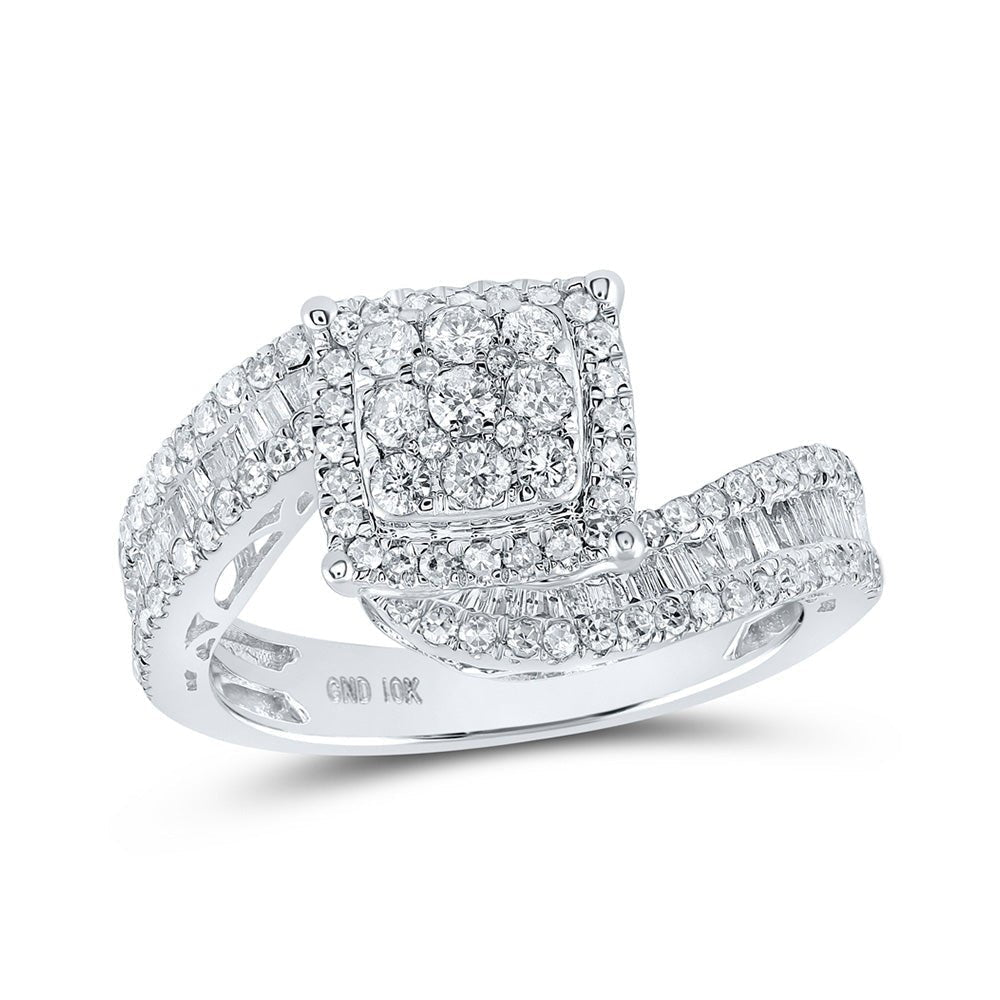 Dazzling Square Brilliance: 10kt White Gold Round Diamond Square Bridal Wedding Engagement Ring 1 - 1/4 Cttw - Splendid Jewellery
