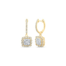 Load image into Gallery viewer, Dazzling Square Dangle Diamond Hoop Earrings in 10kt Yellow Gold - Splendid Jewellery