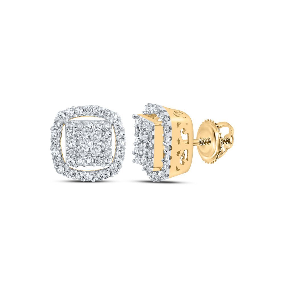Dazzling Square Diamond Earrings - 10kt Yellow Gold - Splendid Jewellery