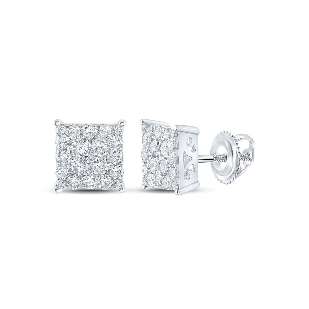 Dazzling Square Diamond Earrings in 10kt White Gold - Splendid Jewellery