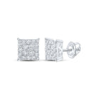 Dazzling Square Diamond Earrings in 10kt White Gold - Splendid Jewellery
