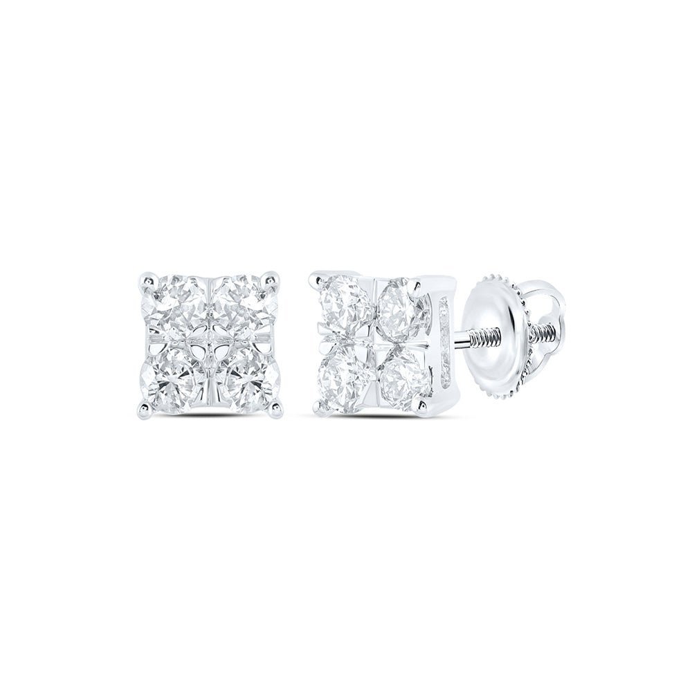 Dazzling Square Diamond Earrings in 10kt White Gold - Splendid Jewellery