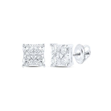 Load image into Gallery viewer, Dazzling Square Diamond Earrings in 10kt White Gold - Splendid Jewellery