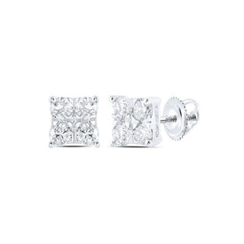 Dazzling Square Diamond Earrings in 10kt White Gold - Splendid Jewellery