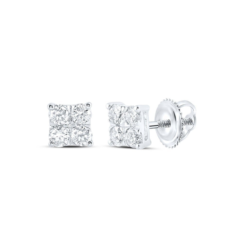 Dazzling Square Diamond Earrings in 10kt White Gold - Splendid Jewellery