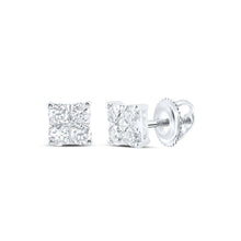 Load image into Gallery viewer, Dazzling Square Diamond Earrings in 10kt White Gold - Splendid Jewellery