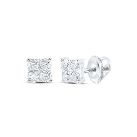 Dazzling Square Diamond Earrings in 10kt White Gold - Splendid Jewellery