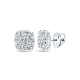 Dazzling Square Diamond Earrings in 10kt White Gold - Splendid Jewellery