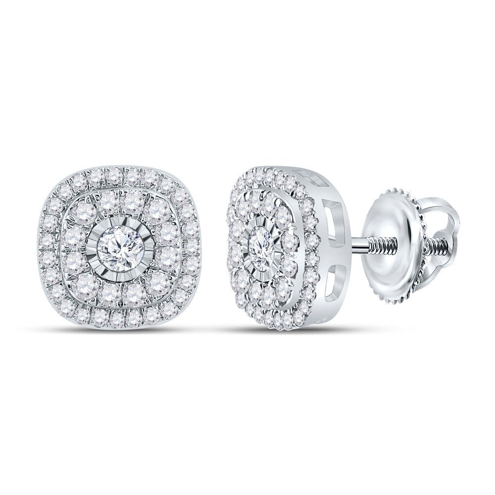Dazzling Square Diamond Earrings in 10kt White Gold - A Sparkling Masterpiece - Splendid Jewellery