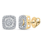 Dazzling Square Diamond Earrings in 10kt Yellow Gold - Splendid Jewellery
