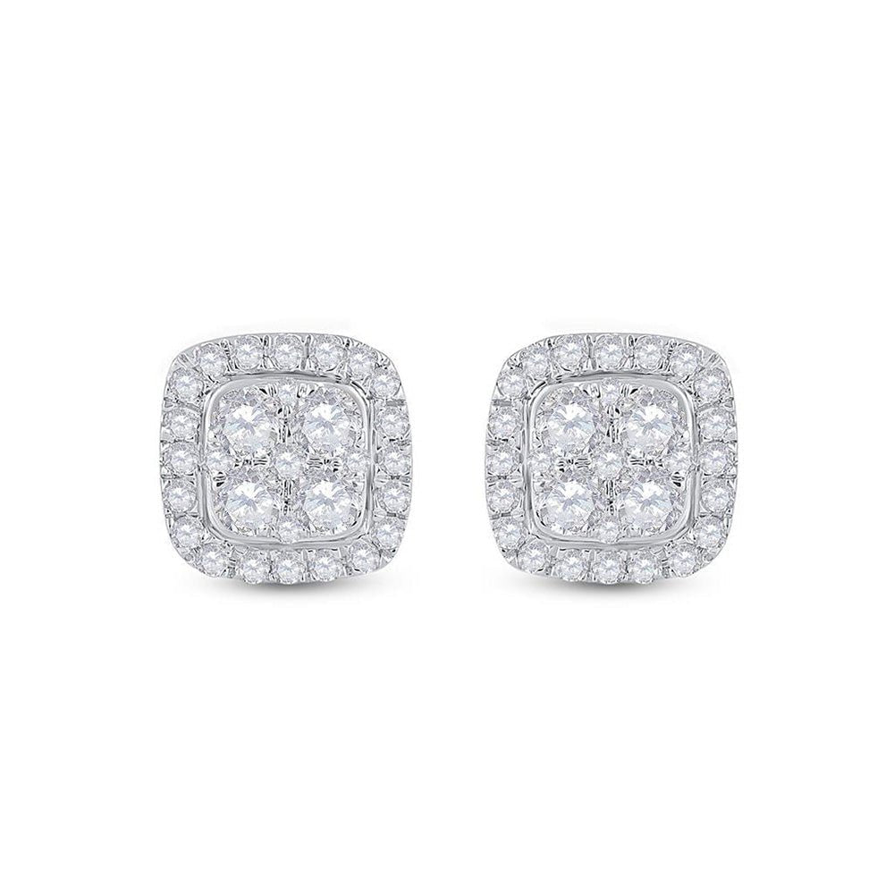 Dazzling Square Diamond Earrings in 14kt White Gold - Splendid Jewellery