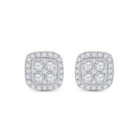Dazzling Square Diamond Earrings in 14kt White Gold - Splendid Jewellery