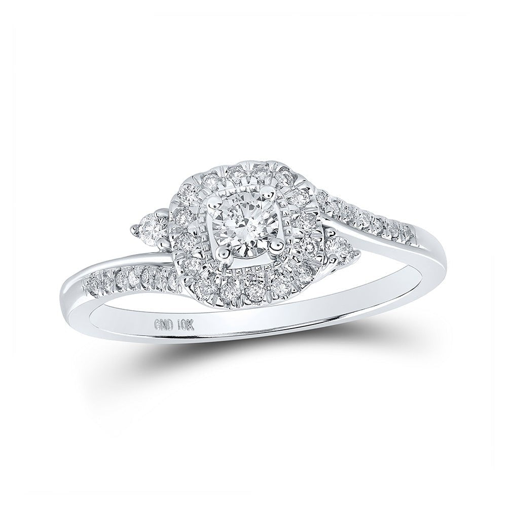 Dazzling Square Diamond Fashion Ring | 10kt White Gold Womens Round Diamond Square Ring 1/3 Cttw - Splendid Jewellery