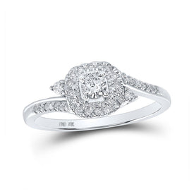 Dazzling Square Diamond Fashion Ring | 10kt White Gold Womens Round Diamond Square Ring 1/3 Cttw - Splendid Jewellery