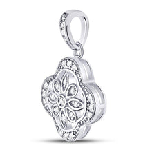 Load image into Gallery viewer, Dazzling Starlight Diamond Pendant | Sterling Silver Womens Round Diamond Starburst Fashion Pendant 1/10 Cttw  Side View 2 from Splendid Jewellery