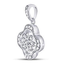 Load image into Gallery viewer, Dazzling Starlight Diamond Pendant | Sterling Silver Womens Round Diamond Starburst Fashion Pendant 1/10 Cttw  Side View from Splendid Jewellery