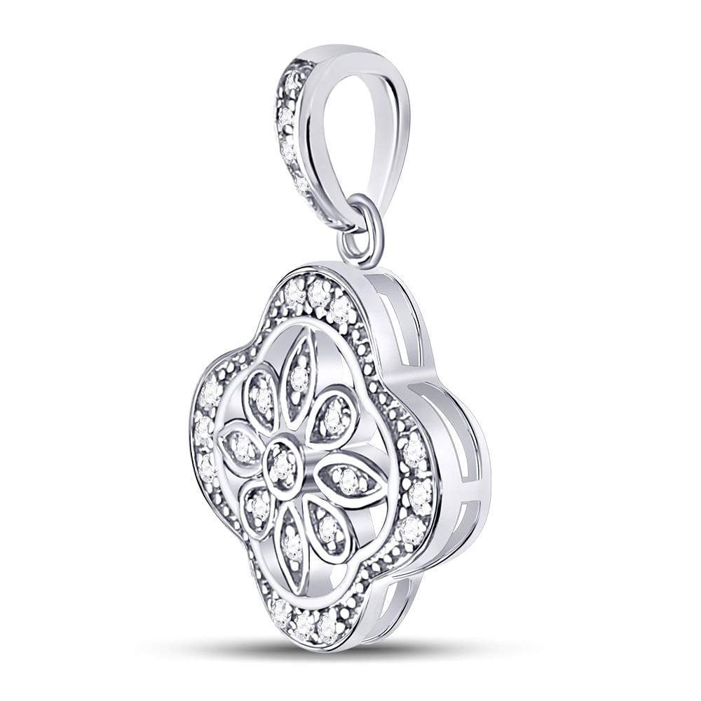 Dazzling Starlight Diamond Pendant | Sterling Silver Womens Round Diamond Starburst Fashion Pendant 1/10 Cttw - Splendid Jewellery